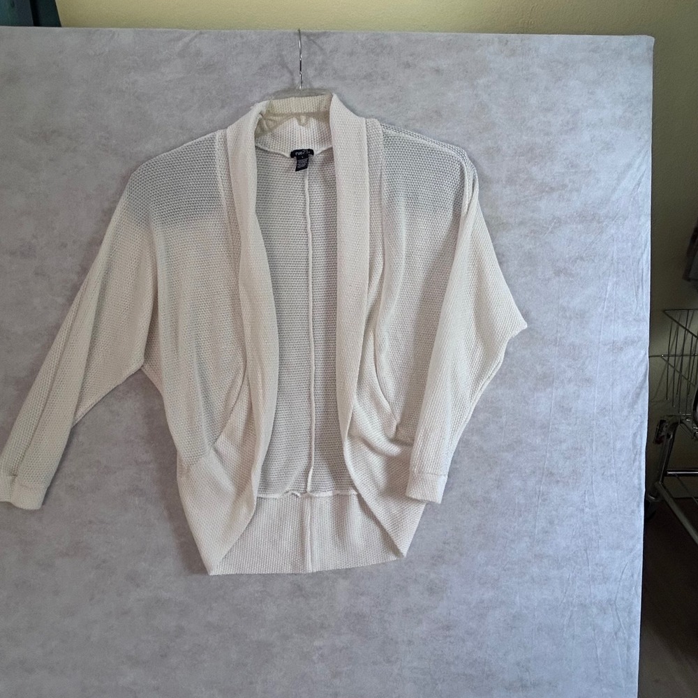 Rue21 Cream Cardigan Open Front Dolman Sleeve‎ Knit Sweater Womens Size L